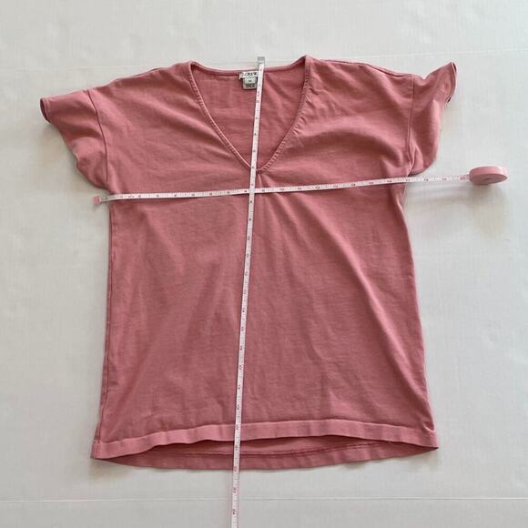 J. Crew Cotton Short Ruffle Sleeve V-Neck Tee T-Shirt Pink, Size XS - Picture 7 of 9